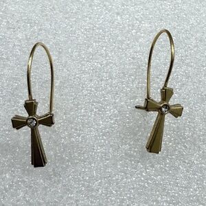 Pair of gold‎ lightweight earrings with the Cross